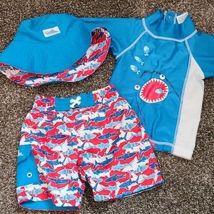 UV Skins 12-18 month boys shark swim set